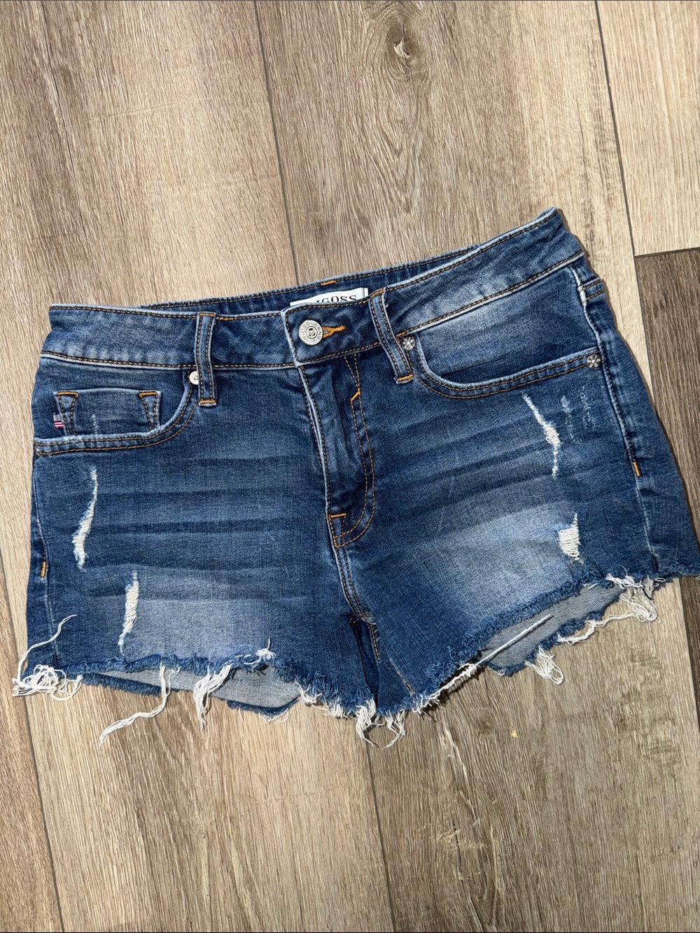 Vigoss Dark Blue Distressed Denim Cutoff Shorts